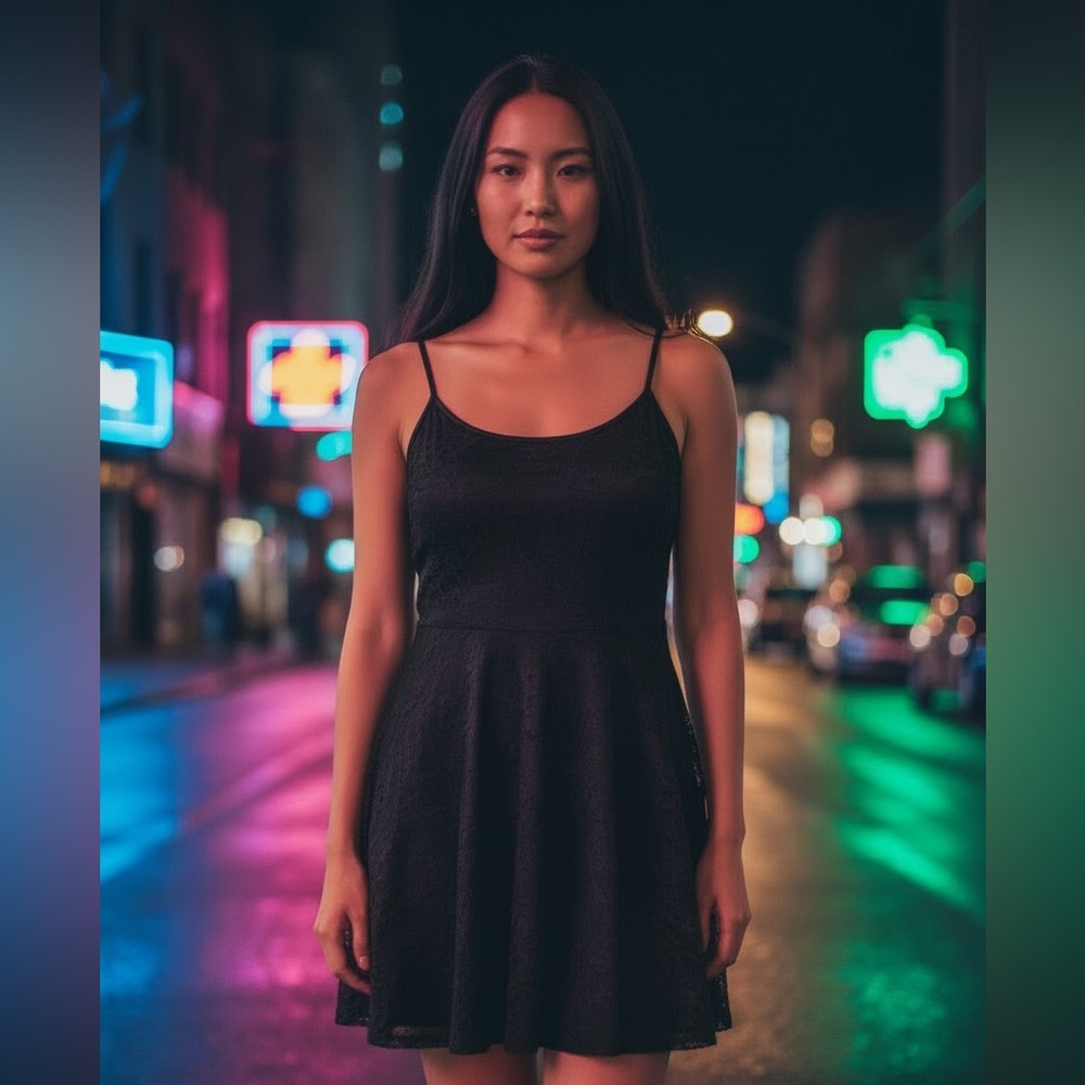 Divided by H&M Black Lace Mini Dress Spaghetti Straps Women’s size 4